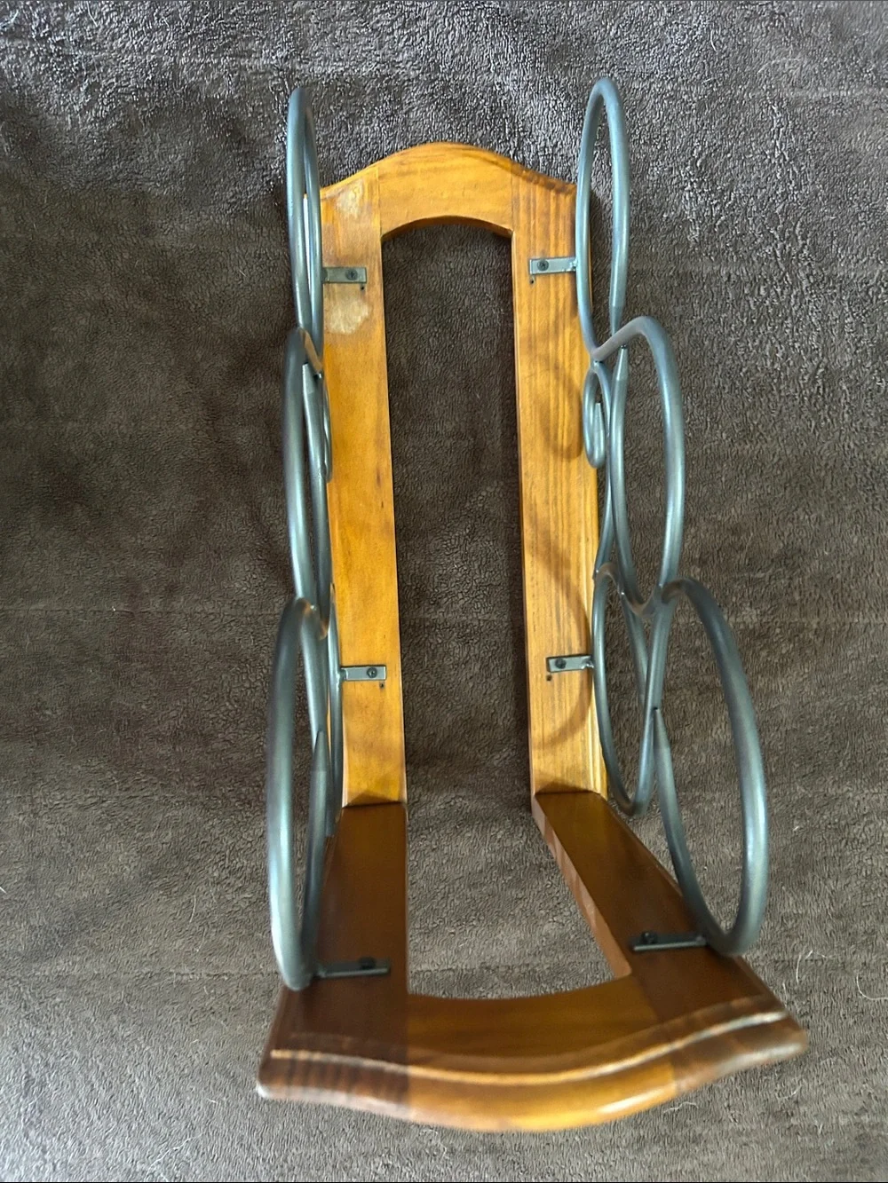 Wood and Metal Wine Rack - Brown Wood with Gray Metal Accents